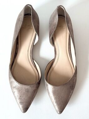 Marc Fisher Sunny 4 Metallic Taupe Pointed-Toe D'Orsay Flats 7